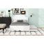 Lit plateforme en bois blanc avec tête de lit et lit gigogne simple-952424336