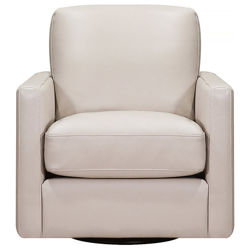 Vara Top Grain Leather Swivel Chair, Dillon Ice Gray Genuine Leather