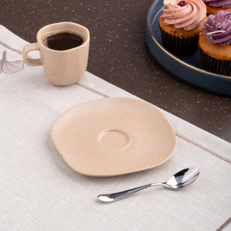 Soucoupe en porcelaine de qualité supérieure SABLE TERRE-FONCÉ de forme irrégulière, 5.11", Sable foncé