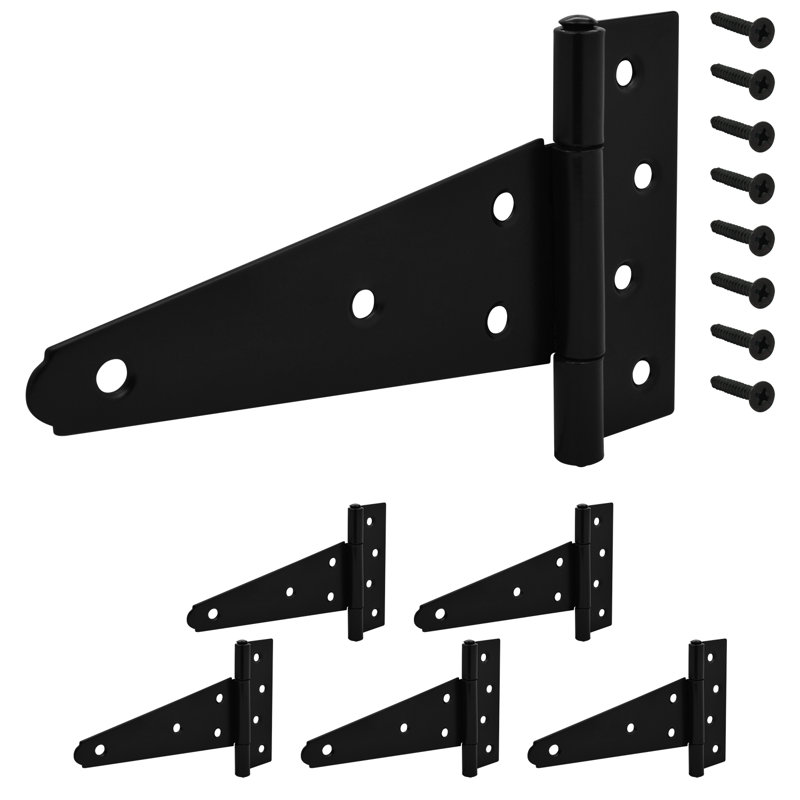 Porte de grange à charnière en T avec porte de grange en fer antirouille, noir, 6 po