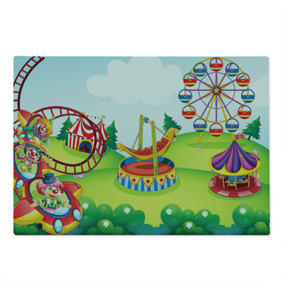 Ambesonne Colorful Cutting Board Large Size Circus and Theme Park Multicolor