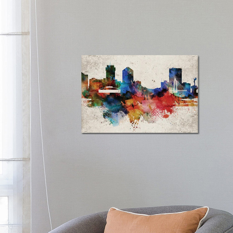 Wichita Abstract Skyline - Wrapped Canvas Print, 66.04 cm H x 45.72 cm W