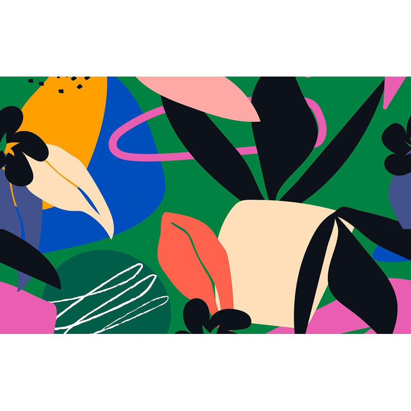 Papier peint de qualité supérieure - Formes florales abstraites, L 96 po x l 120 po