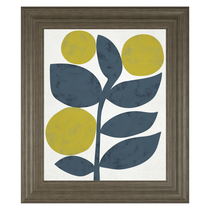 Art mural abstrait feuilles - 22 po x 26 po - Cadre brun