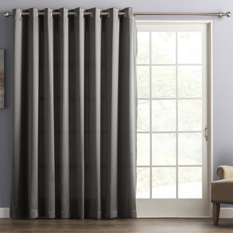 Polyester Room Darkening Noise Reducing Sliding Panel, Steel
