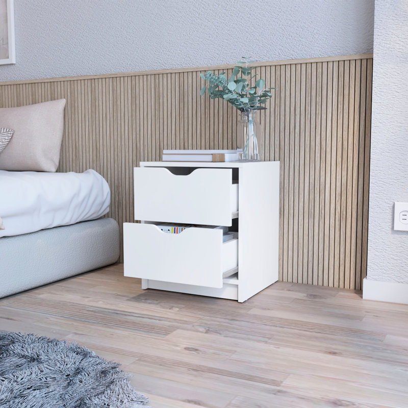 Table de chevet blanche pour chambre à coucher 2 - Un grand espace pour les essentiels du lit améliore la gestion du rangement