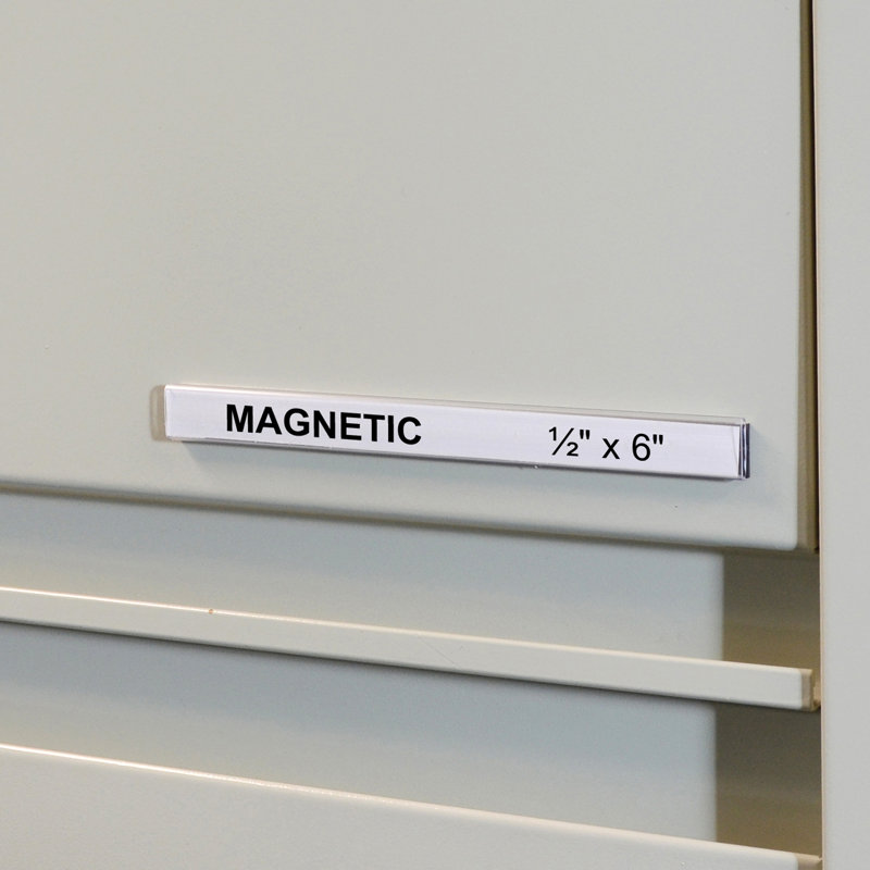 Porte-étiquette magnétique HOL-DEX, transparent, paquet de 10, 3 tailles, L 6 po x H 0,5 po