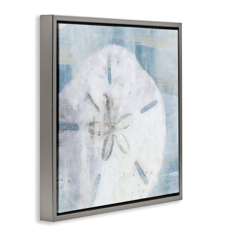 Coquillage bleu pastel, Cadre flottant gris lustré, H 25 po x l 25 po