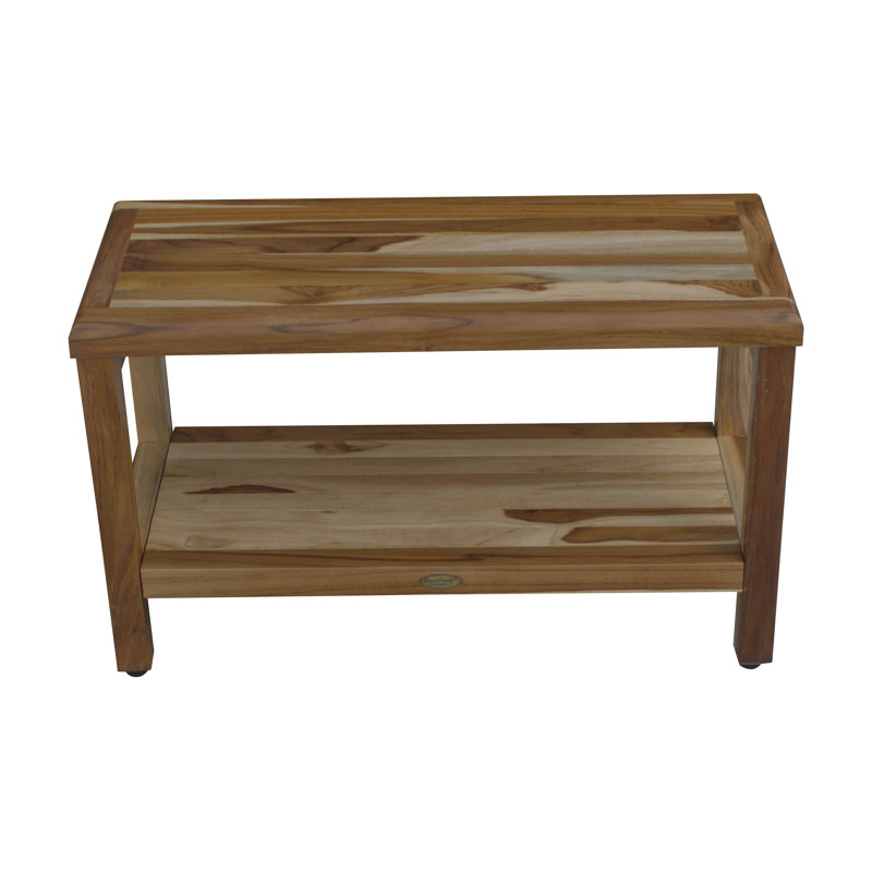 Eleganto 30" Natural Teak Shower Bench with Shelf