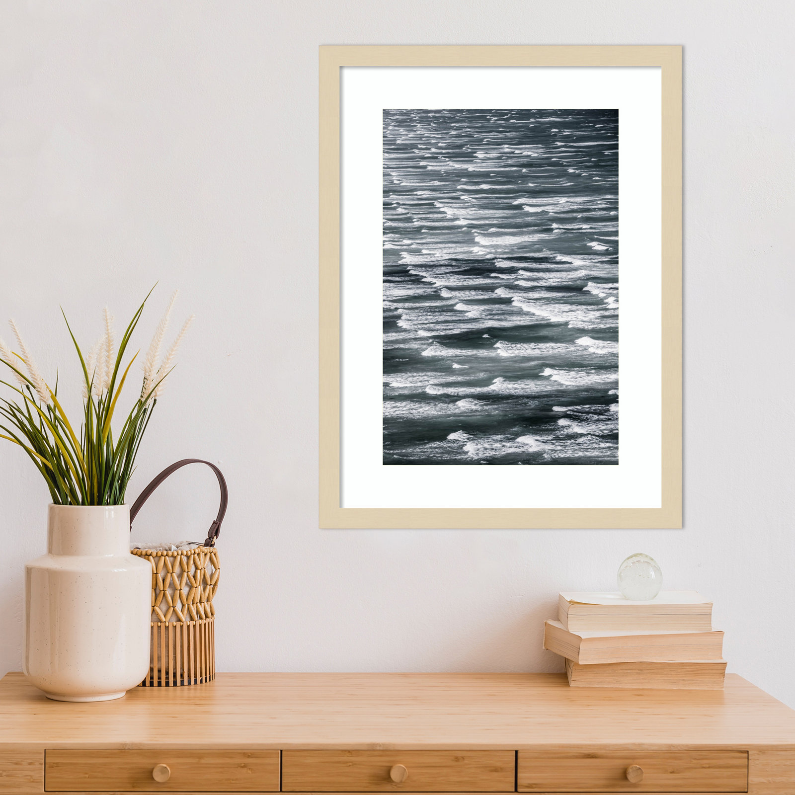 Daisey "Infinite Waves 02" Print, Brown Framed, 21" H x 16" W
