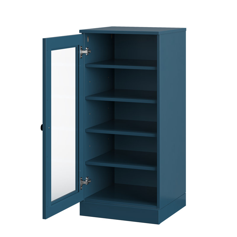 Armoire de rangement à chaussures 100% en bois massif à porte étroite en verre avec tablettes réglables, rangement empilable peu encombrant, l 16,5 po x H 35,75 po