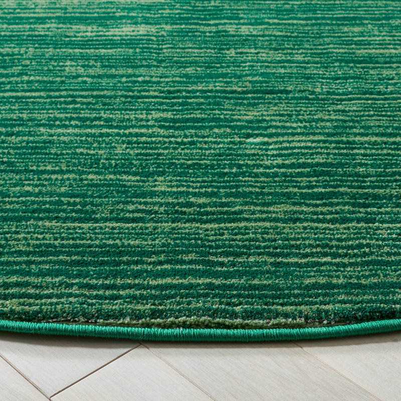Vision Striped Area Rug In Dark Green, Round 201 cm