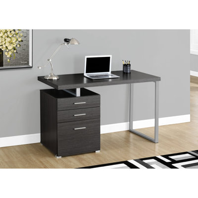 Bureau pour ordinateur portable 48 "l, stratifié gris, base en métal, bureau avec bureau, pieds
