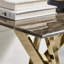 Atal Marble Effect Sofa Side Table - Glass Topped Metal Leg Small Table-885646990-885646984