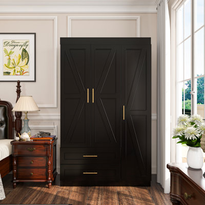 Shaker 3-Door Armoire With Drawers by HOMEIBRO
