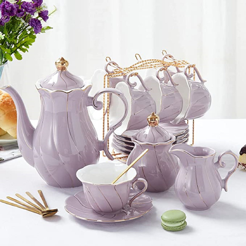 HIGEMZ 47oz. Teapot Set, Lavender Purple
