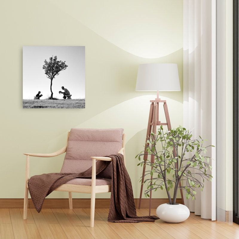«Father Son Baseball Peaceful Abstract Contemporary Summer Tree», reproduction d'art murale, 24" H x 24" W