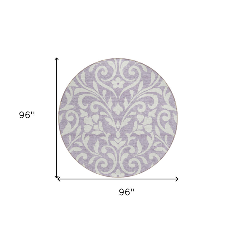 Tapis rond lavable et ivoire 8 po