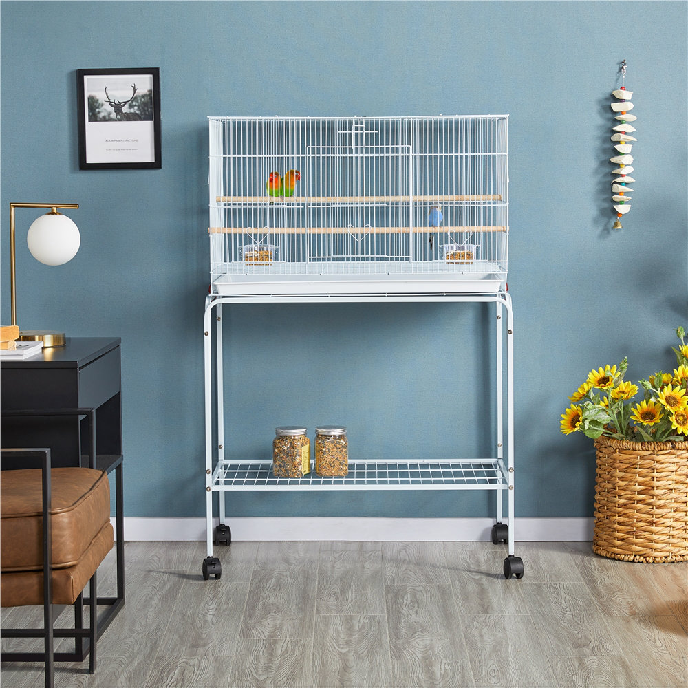 118.5Cm Iron Flat Top Floor Bird Cage with Wheels
