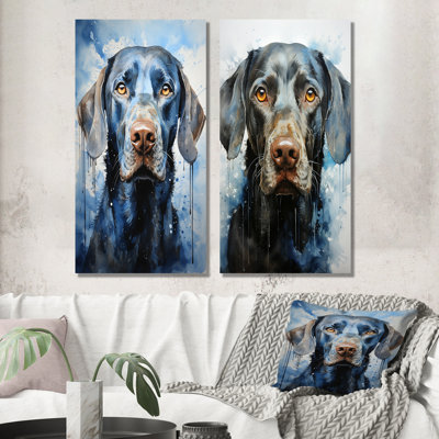 Dog Weimaraner Majestic Portrait - Dog Metal Art Print Set Of 2