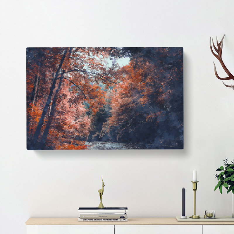 Stream Behind the Red Trees - Wrapped Canvas, 50cm H x 76cm W x 3cm D