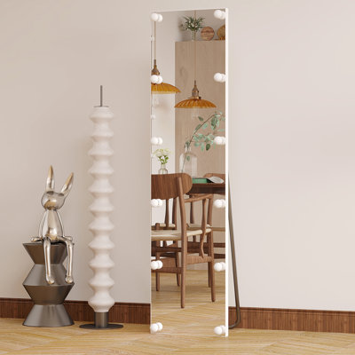 Miroir sur pied 63 po x 20 po / (63 po x 15 po) avec cadre en aluminium et miroir à DEL 3 couleurs