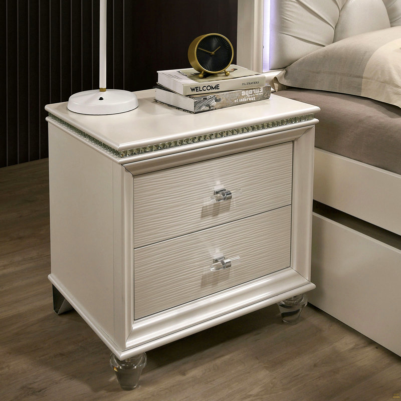 2 Drawers Nightstand With Acrylic Legs