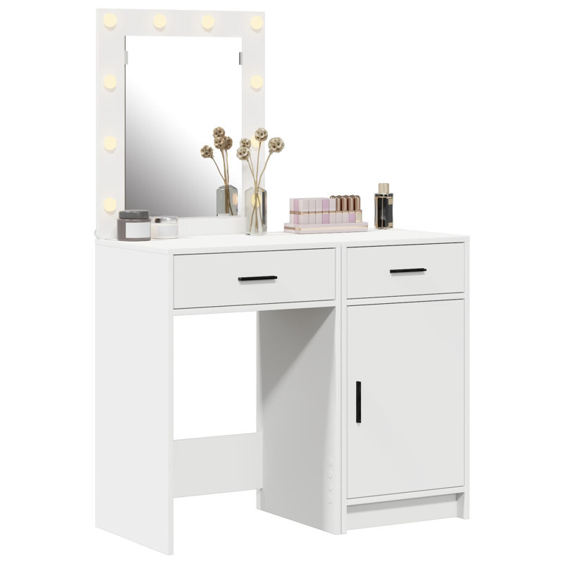 Dressing Table with Mirror, White