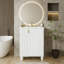 Meuble-lavabo de salle de bain avec lavabo, tablette de porte et rangement latéral ouvert-1877554404