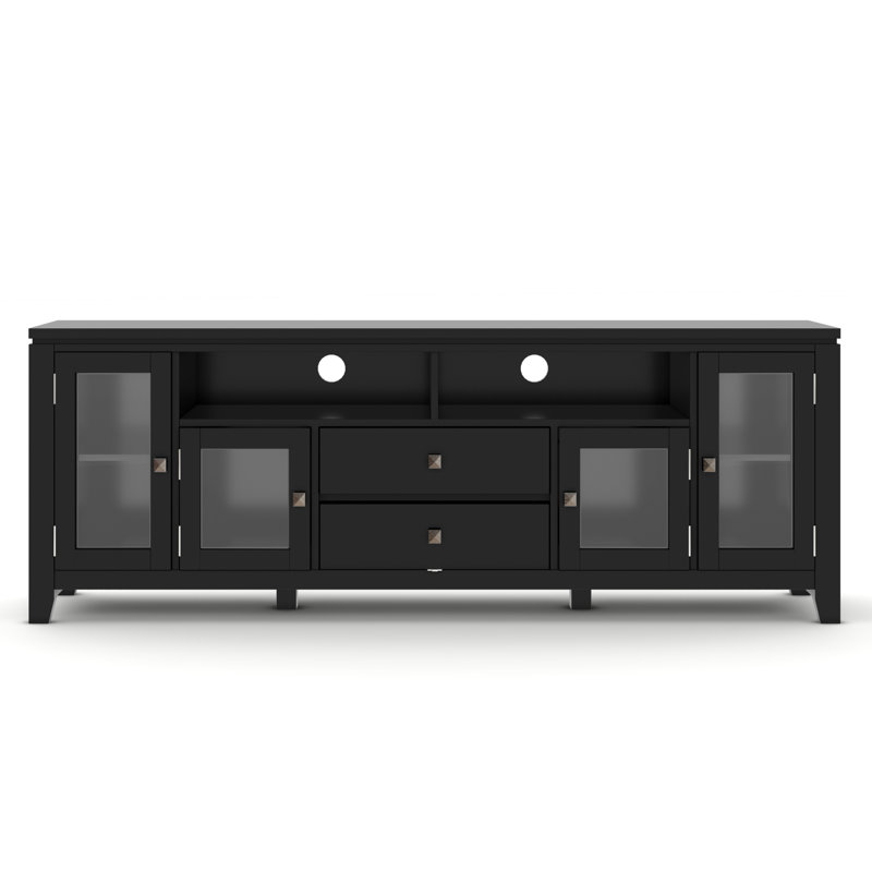 Cosmopolitan SOLID WOOD 72 inch Wide Contemporary TV Media Stand For TVs up to 80 inches, Black