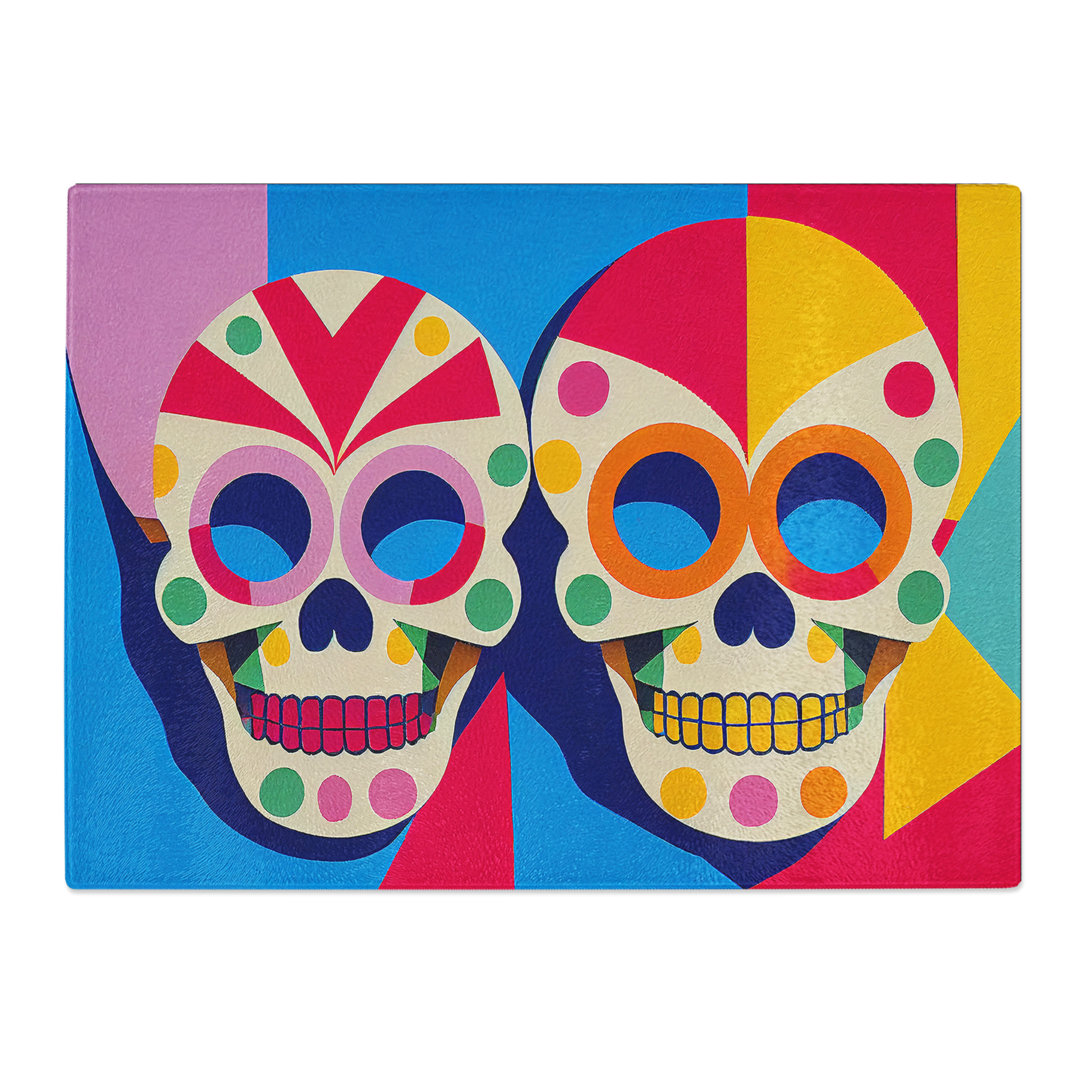 Unreal Floral Sugar Skulls Abstract  Glass Chopping Board