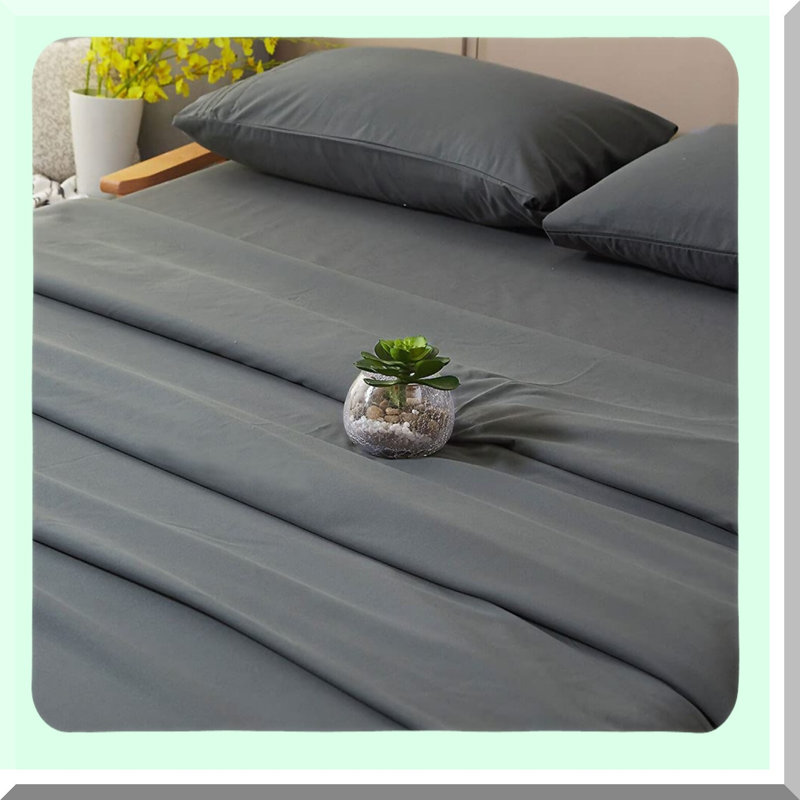 LuxurySoft 1800 Thread Count Microfiber Bed Sheet Set - Deep Pocket Wrinkle Resistant Sheets - 4 Piece Dark Grey Queen Size - Super Soft & Cozy - Fits 18-24 Inch Mattress