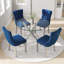 Ensemble de salle à manger à piédestal rond 5 pièces avec chaise capitonnée en velours pour salle à manger et salon-1248467044-1248467101-1248467042