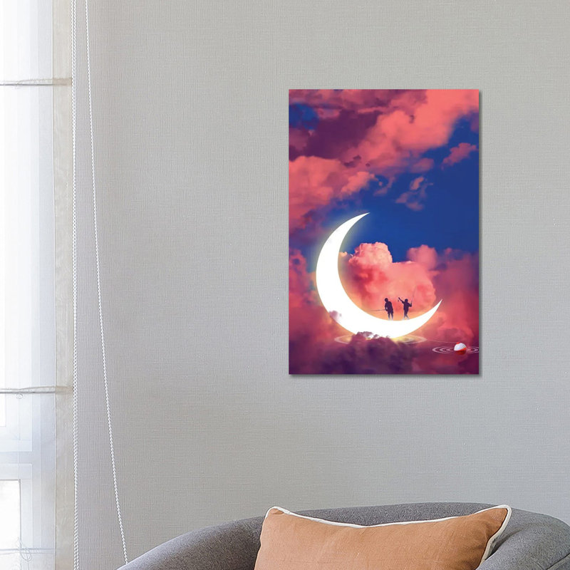 Moon Fishing by David Loblaw - Print on Canvas, 66.04 cm H x 45.72 cm W x 1.91 cm D, Wrapped Canvas