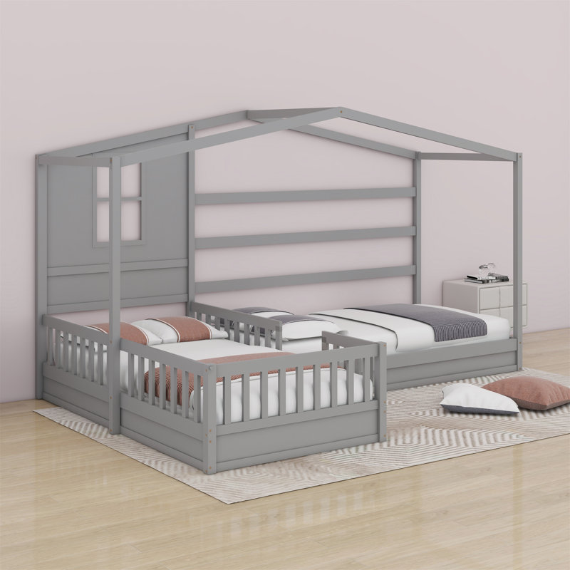 Solid Bed L Structure With Fence And Slatted Frame