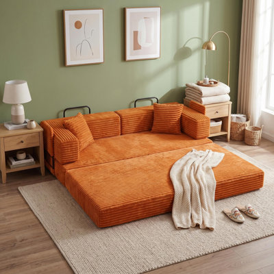 Canapé-lit convertible 5-en-1, canapé-lit de 80,7 po avec lit escamotable, sans assemblage, housse lavable, pour salon, appartement et invités