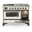 Majestic III Series 48 Inch Dual Fuel Range with 5 Sealed Burners, Griddle, Frenchtop in Glossy Black (Natural Gas, Burnished Trim)-1981615167-1981615046-1981615047