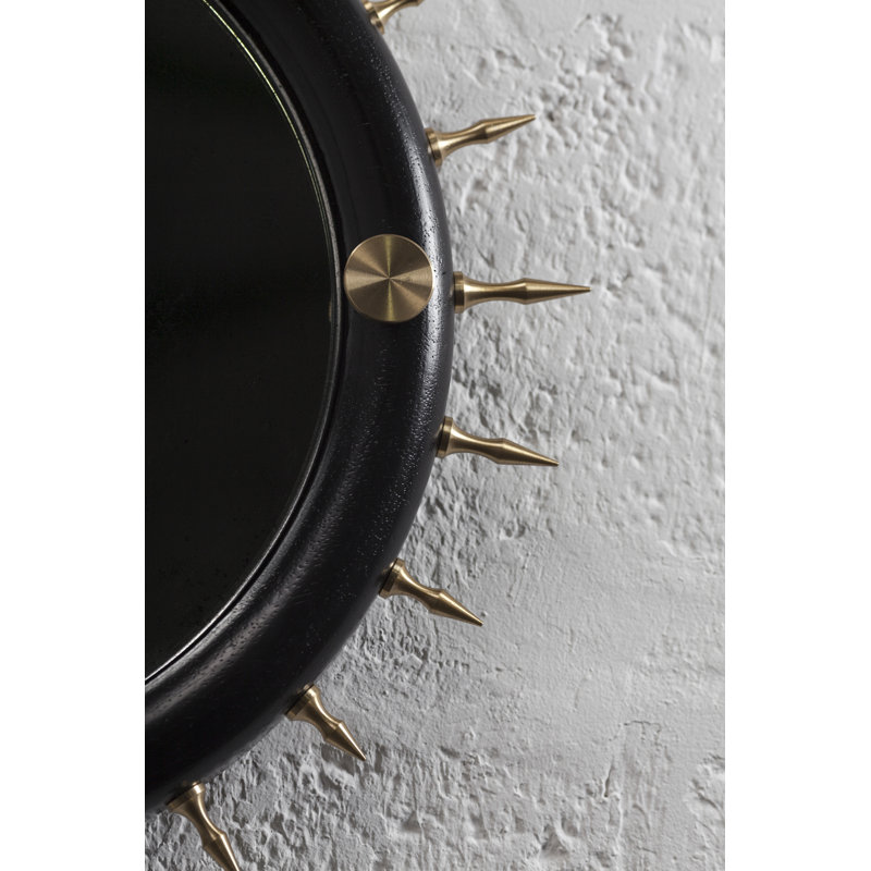 Sitiera Round Solid Wood Mirror, Gold
