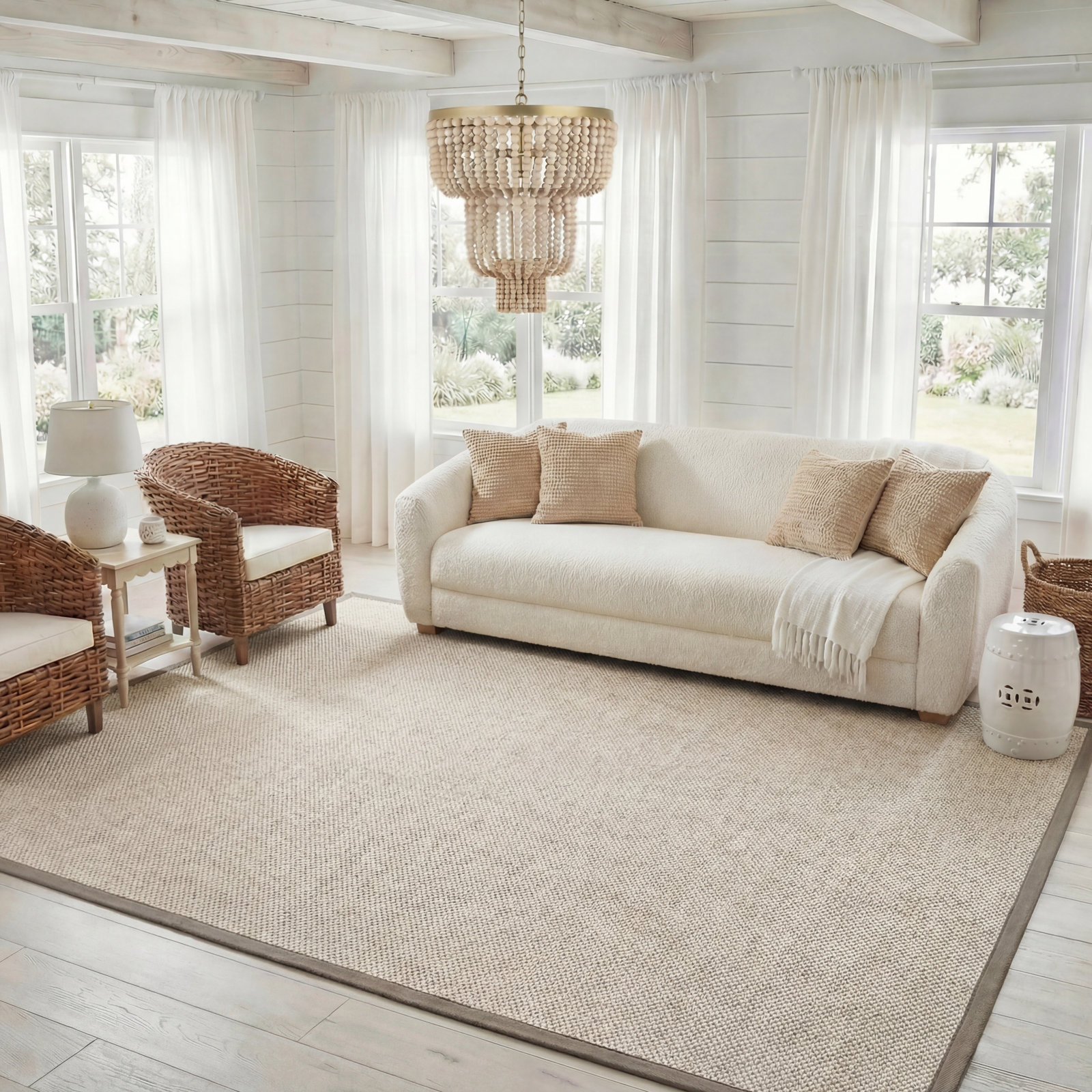 Torbin Marble Khaki Jute Rug, Rectangle 8' x 10'