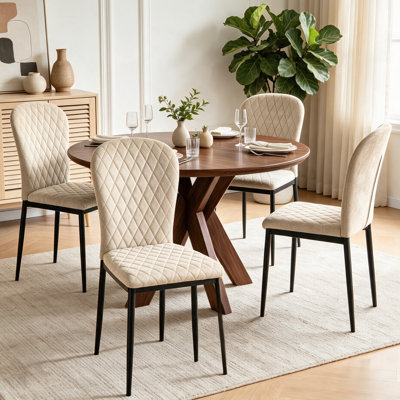 Modern Suede Upholstered Armless Dining Chair for Restaurant, Kitchen, Conference Room