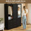 Armoire-penderie en bois de 178 cm avec miroir et 3 tiroirs, grande armoire autoportante pour le rangement de la chambre, noire