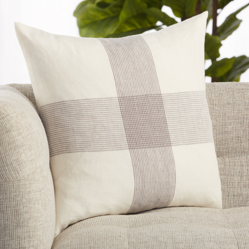 Tibbs Plaid Linen Pillow Cover, Polyester/Polyfill