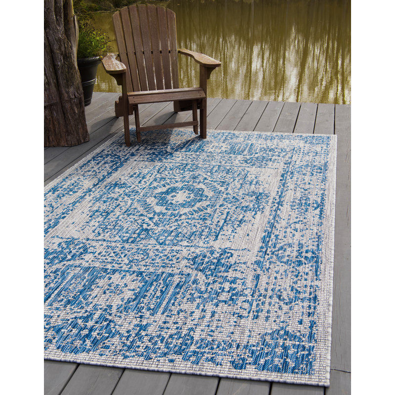 Tapis oriental bleu / gris Cowell, Rectangle 8 pi x 11 pi 4 po