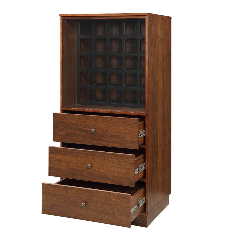 Walnut Wine Cabinet With 3 Drawer