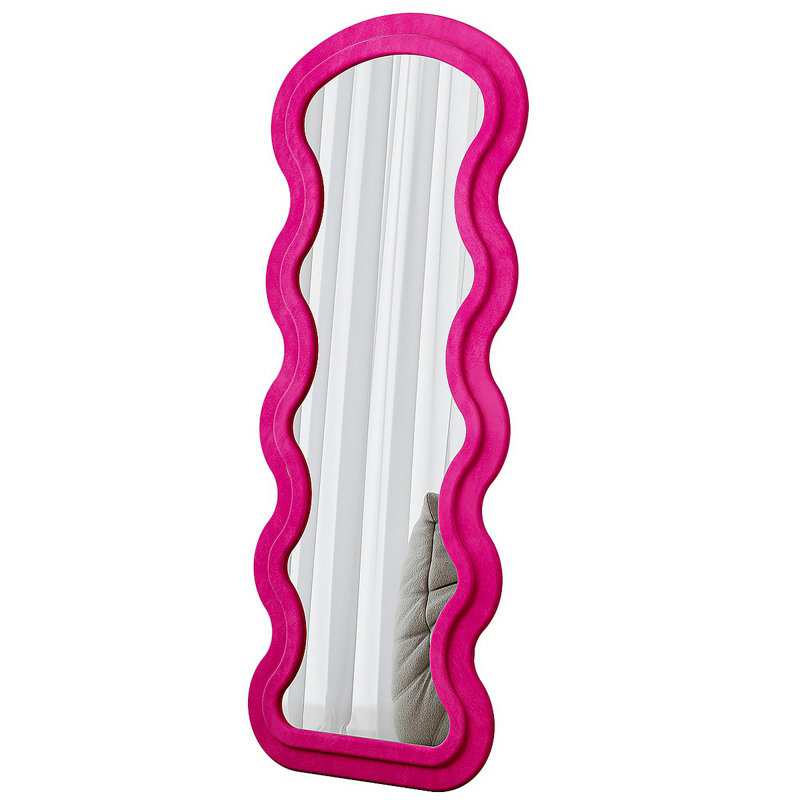 Flannel Full Length Wave Rose Floor Mirror  For Bedroom Living Room Hanging Or Against The Wall, Rose