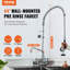 Robinet de lavabo industriel de 44 po de hauteur, 8 po de distance, bec rotatif de 12 po, fixation murale, laiton avec pulvérisateur extensible, convient aux éviers simples / triples