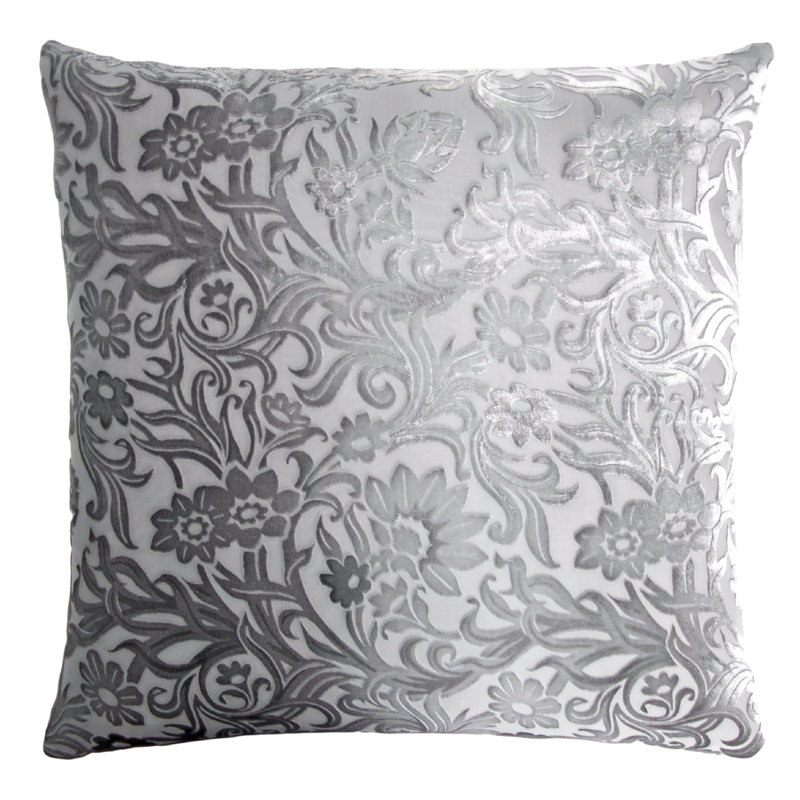 Prospect Park Square Velvet Pillow Cover & Insert, Silver, 18" x 18"