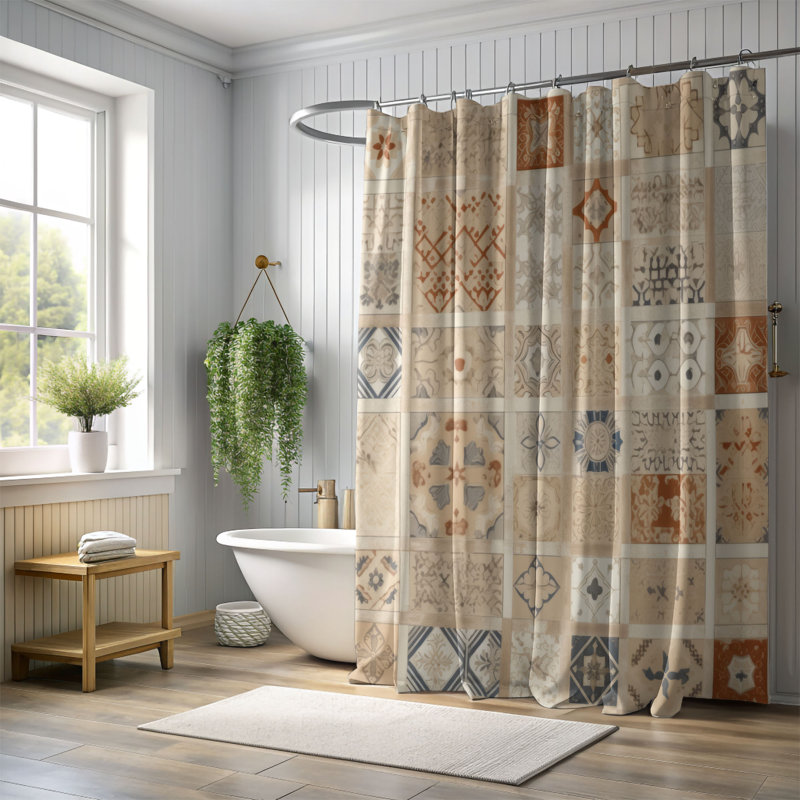 Tapis décoratif - Rideau de douche Premium, H 74 po x l 71 po