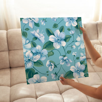 Floral aigue-marine, fleurs, impression d'art moderne sans cadre