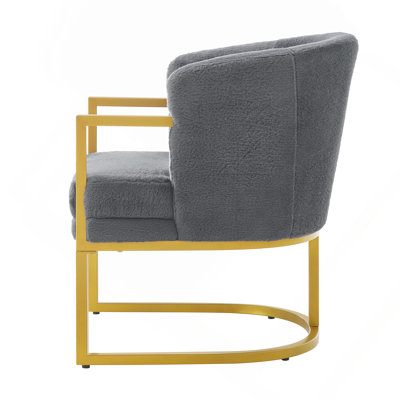 Modern Accent Chair Cozy Armchair Upholstered Reading Chair with Gold Metal Frame Living Room, Bedroom, or Office